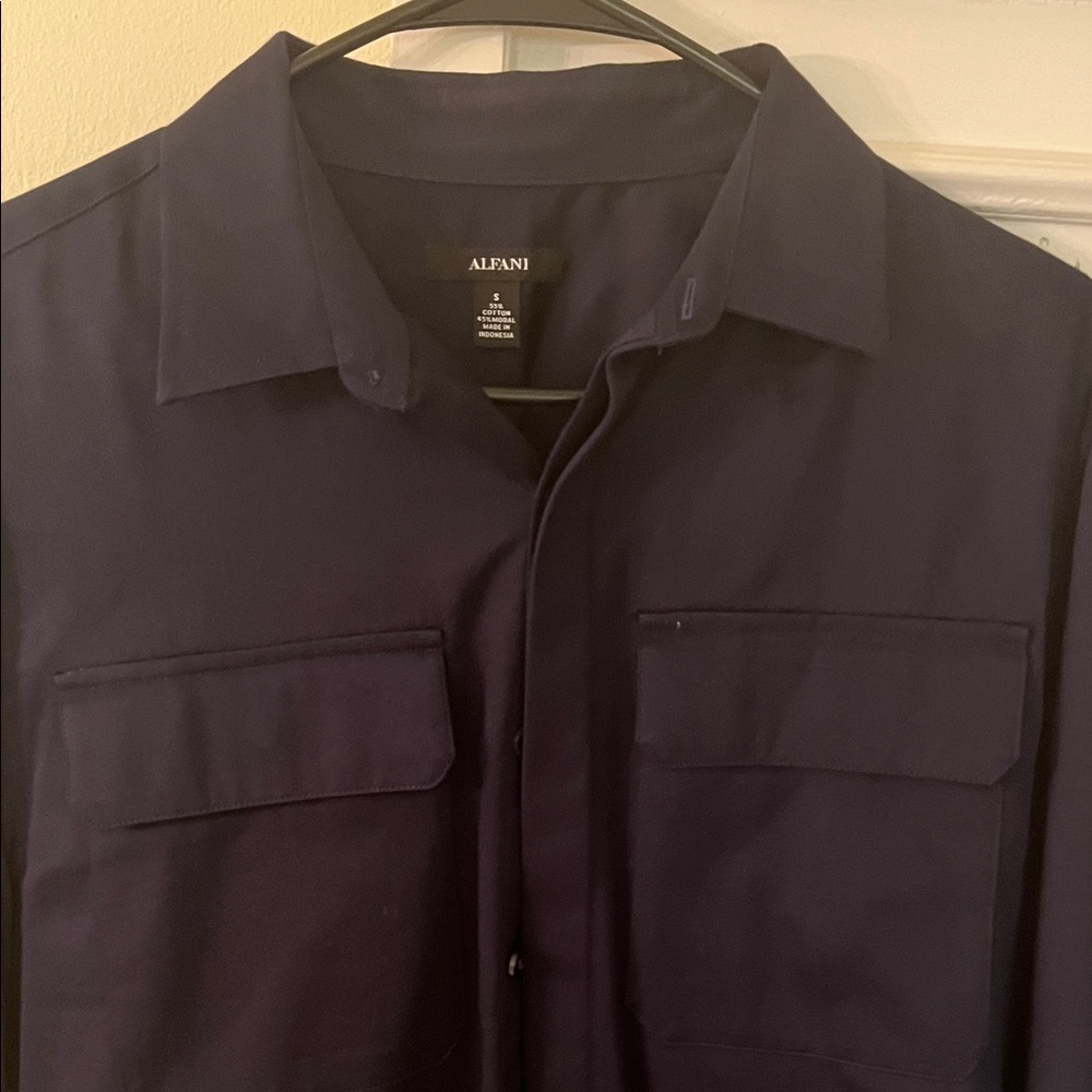 Alfani Navy Button-Up Shirt